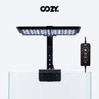 Aquarium light with control panel on a white background, featuring the Oozy brand.