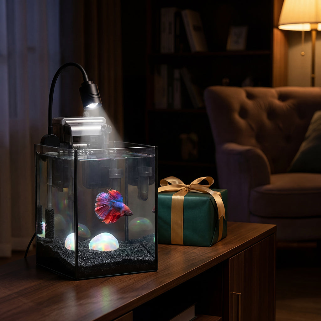 NanoCubic COSMO Betta Tank Kit | LED, Filter & Decor Starter Set | OOZY