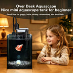 NanoCubic COSMO Betta Tank Kit | LED, Filter & Decor Starter Set | 1.2 Gallon Nano Aquarium Kit | OOZY