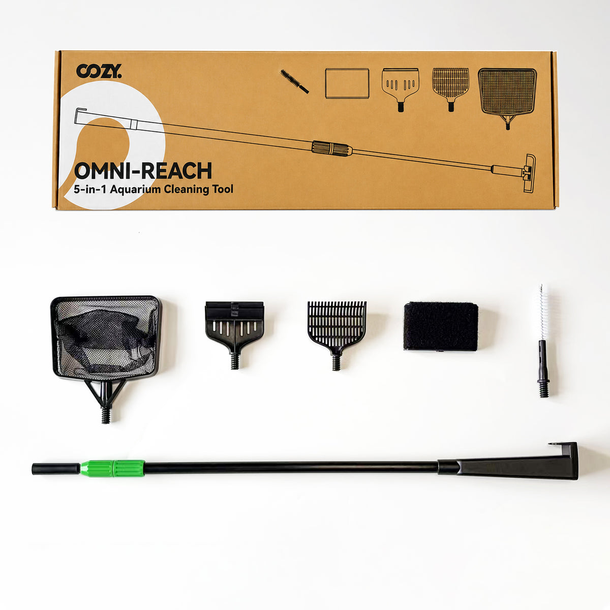 Omni-Reach 5-in-1 Aquarium Cleaning Tool | Modular Maintenance Kit |OOZY
