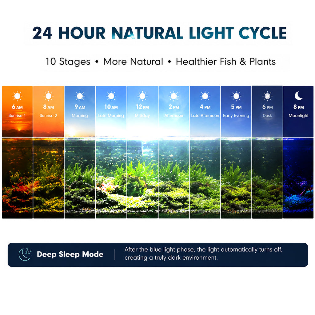 OOZY Fish Tank Aquarium Bundle: Auto 24/7 LED Lighting + Aquascaping Tool Kit 6-in-1