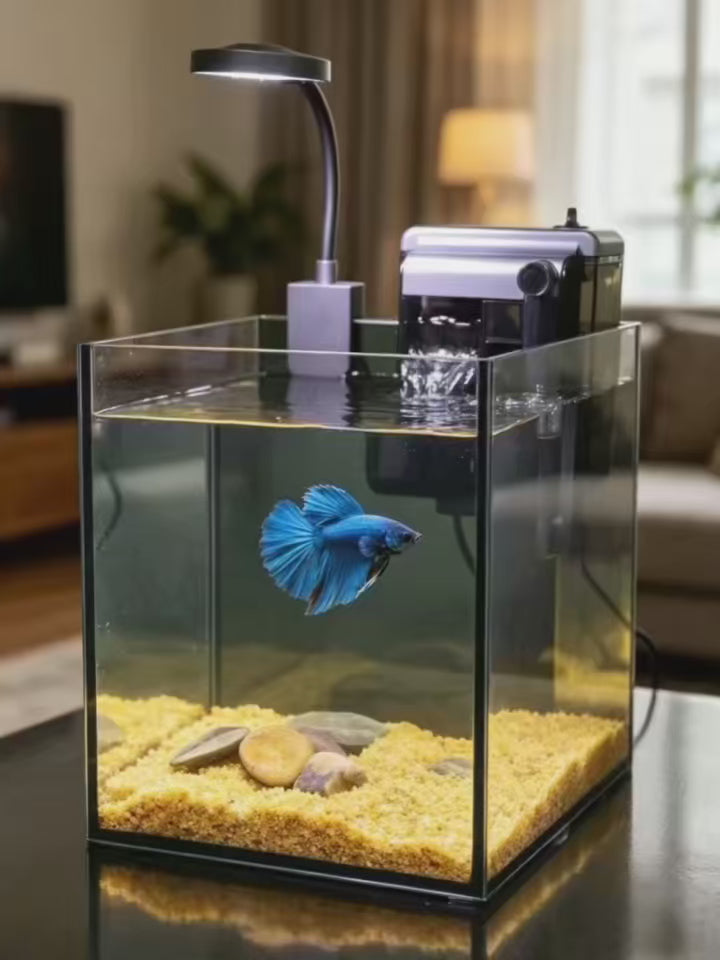 OOZY Complete Betta Aquarium Combo | NanoCubic TERRA Tank Kit + Pre-Treated Driftwood Landscape Pack