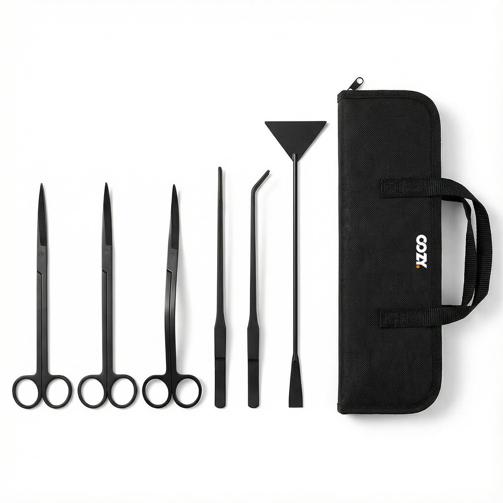 Aquascaping Tool Kit 6-in-1 | Stainless Steel Plant Scissors & Tweezers | OOZY