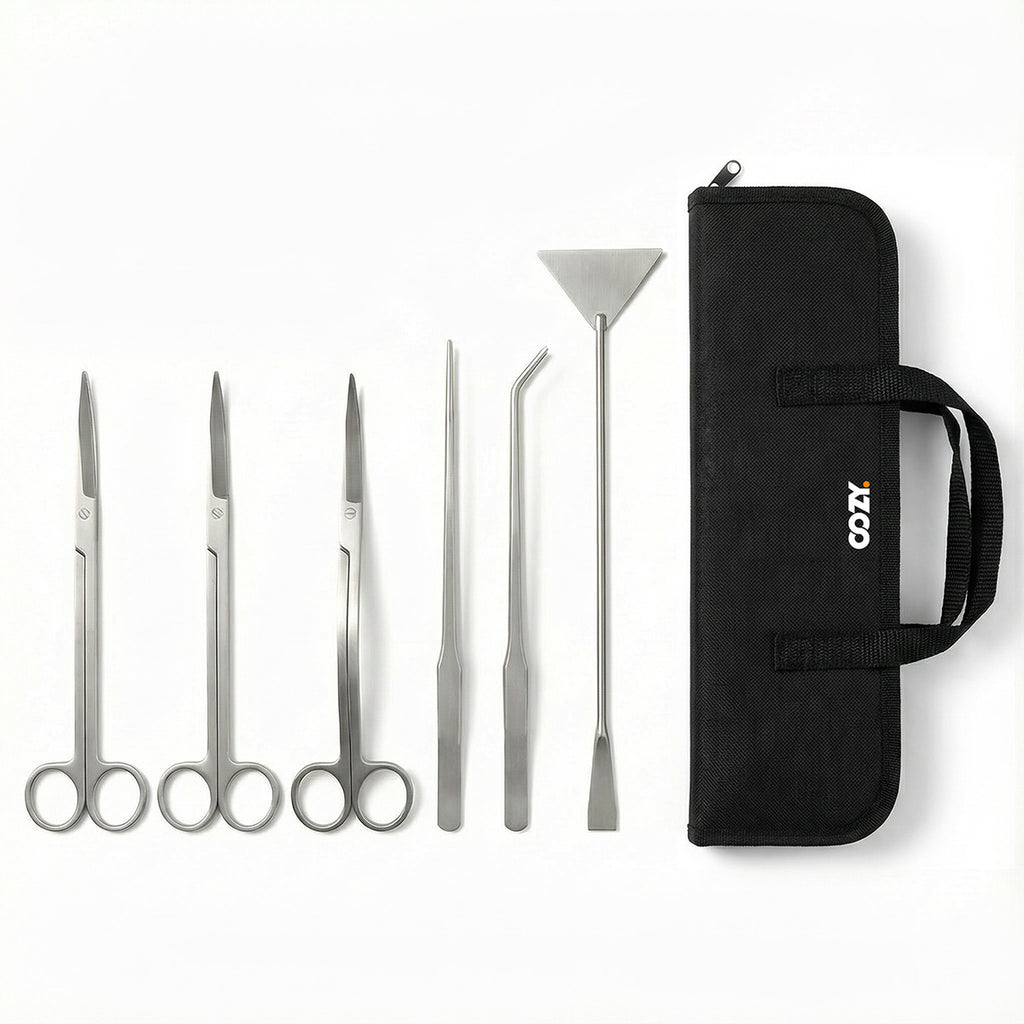 Aquascaping Tool Kit 6-in-1 | Stainless Steel Plant Scissors & Tweezers | OOZY